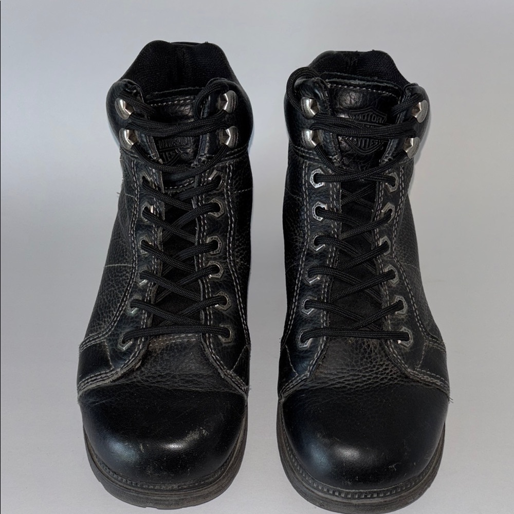 Harley Davidson Women's Tyler Black Leather Lace Up Motorcycle Boots Size 8.5